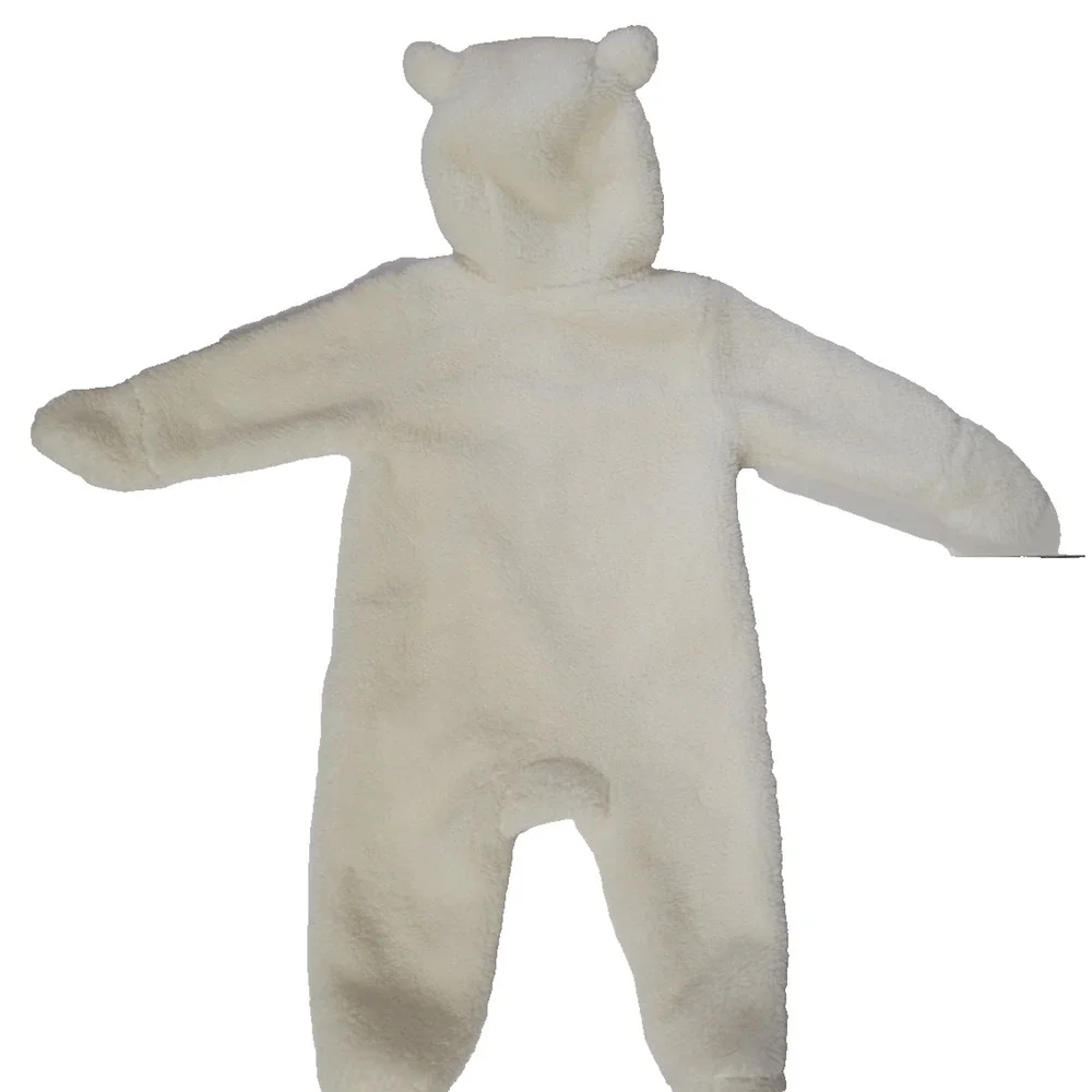 Lullaby Baby 6-9M Ivory Plush Bear Hooded Bunting Snowsuit One Piece